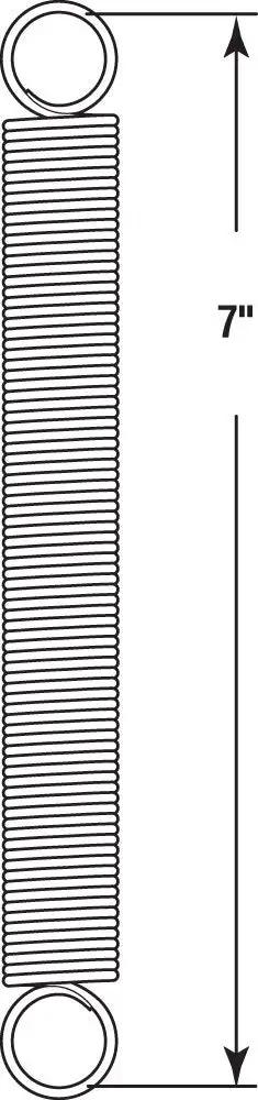 Diagram of Heavy Duty Nickel Plated Extension Spring 0.135 Gauge One Inch Outside Diameter Seven Inch Length Closed Double Loop Ends