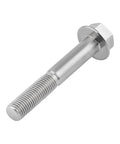 Titanium flange hex bolt, M10 x 65mm, partially threaded, silver.