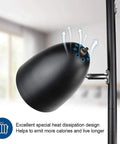 Close-up of a black lamp head with heat dissipation on Tree Floor Lamp With 3 Lights, Industrial Modern Reading Floor Lamp With Adjustable Metal Heads, Black Tall Floor Light For Living Room, Bedroom, And Office, No Fuss Assembly, E26 Base, LED Bulbs Included.