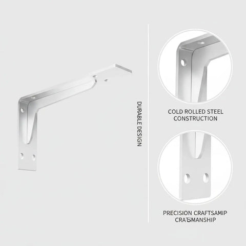 Triangular Cold Rolled Steel Shelf Bracket, 5.5 By 5.5 Inch Corner Support, heavy-gauge with durable finish, wall-mount design.