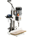 Badass Built Rock Solid Three Quarter Horsepower Heavy Duty Benchtop Mortising Machine With Swiveling Base Gas Spring Return.
