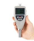 Straight Up Digital Shore Hardness Tester For Rubber And Plastic Using A D E Scale Types held in hand, measuring stiffness.