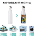 Transformation of 17 Oz White Stainless Steel Sublimation Water Bottles Blanks Tumbler Vacuum Flasks With Lids using heat press