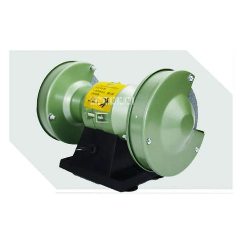Heavy Duty Multi Function Bench Grinder And Electric Knife Sharpener With 5 Inch Polishing Wheel, green body, mounted design.
