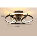 Slick Three Speed Ceiling Fan With Light Featuring Invisible Abs Blades Led Fandelier Semi Flush Mount Remote Control Flicker Free Lighting total vibe upgrade for modern home spaces, 45cm size, 18cm height.