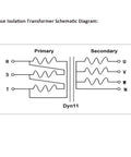 8 kVA 3 Phase Isolation Transformer For Industrial Use Dry Type Copper Winding Heavy Duty Step Up And Step Down 480V To 120V 3 Phase Voltage Converter schematic diagram, Dyn11 primary and secondary connections