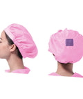 Solid 4 Pack Fresh Pink Anti Static Workshop Hats Hella Breathable Mesh Caps showing side and back view of cap.