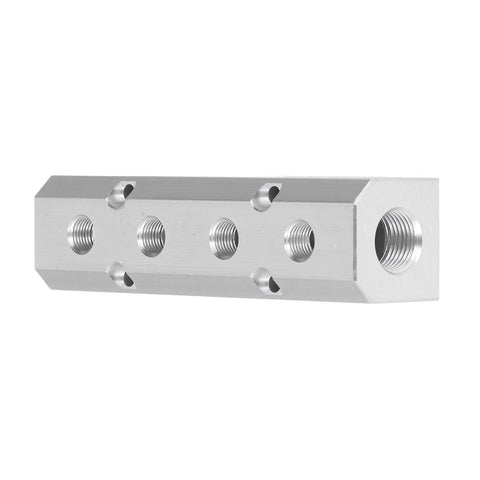 Large Flow Aluminum Pneumatic Manifold Block With G1/2 Inlet And G1/4 Outlets For Industrial Automation And Auto Repair