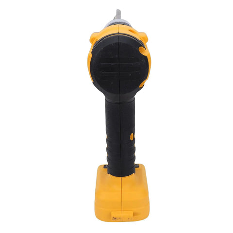 Topincn Cordless Electric Metal Shears With 360 Degree Rotating Head And Variable Speed For Cutting Stainless Steel, Iron, Leather, Carpet, And Cardboard - front view with battery.