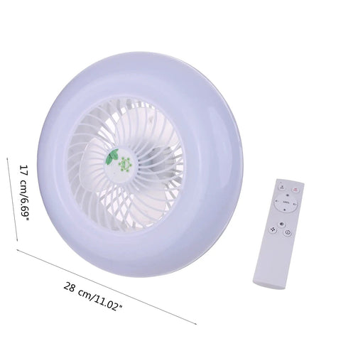 XEGZLH Ceiling Fan Light E27 Lamp Head Fan with Remote Control 2700-6000k Adjustable for Study Bedroom Bathroom, 28cm diameter.