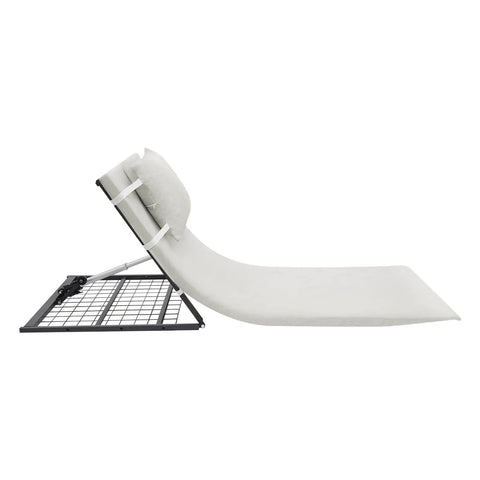 Electric Adjustable Bed Backrest With Remote For Reclining 80 Degrees, beige support pillow at an angle, showing thick sponge material.