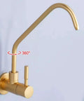 Tap Drinking Water Faucet Kitchen Sink Stainless Steel 1/4,200Mm,A-195MM in gold finish with 360° swivel neck.