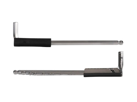 Ball End Hex Key Set, 13-Piece For Off-Center Access With Chamfered Ends, includes larger keys for torque, side view.