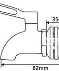 Slick Single Handle Faucet For Wine Barrels And Glass Jugs dimensions with measurements 58mm height, 82mm width, durable lead-free construction.