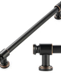 Close-up of 10 Pack 7.5 Inch Oil Rubbed Bronze Cabinet Pulls Handles For Cabinets Drawers Dresser Cupboard Bedroom Bathroom Solid Metal Hardware
