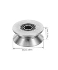 Heavy Duty Stainless Steel U Groove Sliding Door Roller Pulley With Ball Bearings, measuring 6.8cm and 3cm for smooth sliding.