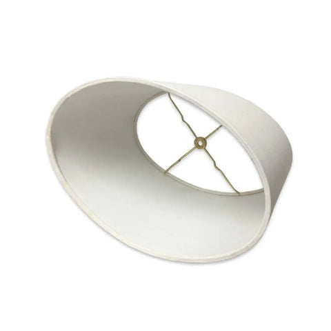 Shallow Oval Hardback Lamp Shade Linen White 14 x 8.5 Top, 16 x 10.5 Bottom, 9 Inch Height with V Notch Fitter viewed from below