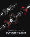 ENT Disc 2.0 Carbon Wheelset For Road Bikes, 700c Carbon Rim, Center Lock Disc Brakes, hub and gear mechanism detail