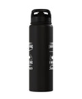 Glider Pilot Water Bottle For Sailplane Lovers, Stainless Steel Insulated Bottle With Aviation Themed Design, black view