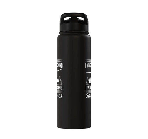 Glider Pilot Water Bottle For Sailplane Lovers, Stainless Steel Insulated Bottle With Aviation Themed Design, black view
