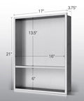 Shower Niche Insert Storage Dual Shelf For No Tile Needed Walls 16x20 Inner Shelves 16x13.5x3.75 And 16x6x3.75 Brushed Nickel