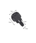 Close-up of a black screw with measurements for Ten Pack Aluminum Computer Case Thumb Screws 6-32 Thread Quick Grip Fasteners.