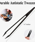 Watch Battery Replacement Tool Kit With 3 Point Large Wrench, 18 Bit Set; shows durable antistatic tweezers, perfect for watch repairs.