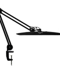 Side view of Lit LED Desk Lamp With Clamp Dimmable Task Light For Reading Office And Craft 20 Inch Metal Swivel Arm 117 LEDs