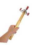 No Sweat Smoke Sensor Removal Tool With Slick Aluminum Extension Pole for high ceilings, held in hand, showing detail of pole and claw.