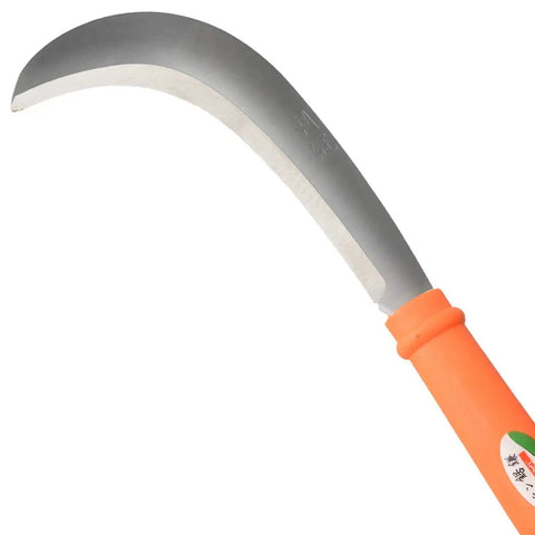 Heavy Duty Weeding Sickle and Grass Machete with Curved Carbon Steel Blade, Ergonomic Lightweight Garden Tool close-up