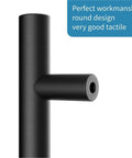 Close-up view of Two Sided 12 Inch Sliding Barn Door Handle Hardware With Round Grip And Flush Pull, shown in black stainless steel.