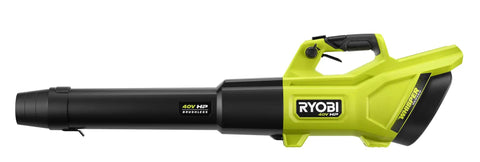 40V HP Brushless Cordless Leaf Blower Serving 600 CFM And 155 MPH Silent Muscle on a white background, highlighting its ergonomic design.