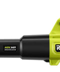 40V HP Brushless Cordless Leaf Blower Serving 600 CFM And 155 MPH Silent Muscle side view close-up with black and green design.