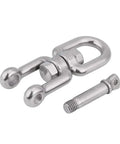 Heavy Duty 304 Stainless Steel Swivel Snap Shackle Bombproof Rust Proof Rigging Hardware For Hauling Towing And Marine Applications with attached pin.