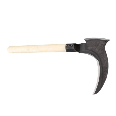 Heavy Duty Weeding Sickle With Wooden Handle, High Manganese Steel Garden Tool, Double Blade Scythe For Lawn Care