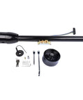 GELUOXI 32-inch tilt manual steering column side view, black stainless finish with key and 9-hole adapter and hardware