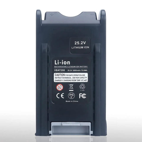 25.2V lithium ion rechargeable battery pack front view with label details, not related to M12 And M18 Lithium Ion Battery Charger Replacement.