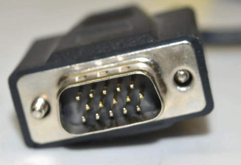 Close-up of cable connector for Industrial Barcode Reader With Cable 5 To 24V DC Power 2.5W DM-100X Scanner Controller.