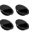 Round Hidden Concealed Door Pulls Flush Pocket Door Handles Stainless Steel Hardware Dope Matte Black 90 mm Diameter Set Of Four