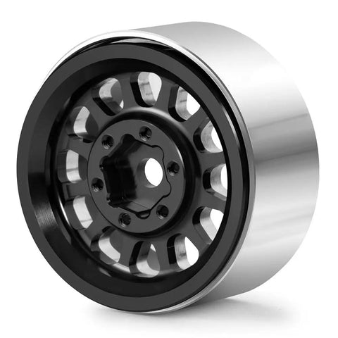 Beadlock Wheel Rims For 1 24 Scale RC Crawlers, 4 Piece Aluminum CNC Machined Black Upgrade For Axial SCX24 Gladiator