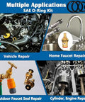 XBVV 407-pc SAE O-ring kit; universal nitrile rubber O-rings for automotive, plumbing and engine repairs