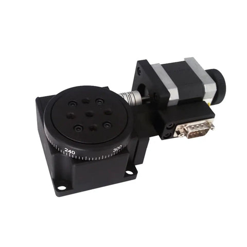 Motorized Rotary Positioning Stage Pro Grade Precision With Electric Worm Gear Drive Hollow Rotating Table PX110-60 in black