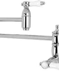 Bel Air Wall Mount Pot Filler Kitchen Faucet In Polished Chrome With Drip Free Ceramic Disc Cartridge, Solid Brass Construction