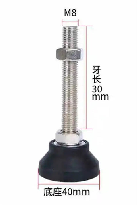 6 Pack Adjustable Furniture Glide Leveling Feet With Nylon Base And Threaded Joint shown with dimensions