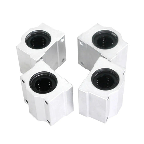4 Pack Linear Motion Ball Bearing Slide Block Kit Must Have With SC8UU SCS8UU SC10UU SCS12UU 16UU 20UU 25UU Linear Shaft Parts For DIY 3D Printer Projects SCS16UU High Precision Rails, four aluminum bearing blocks