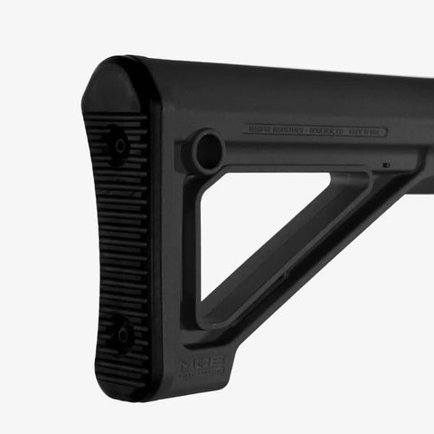 Close-up of MOE Fixed Carbine Stock For Mil Spec Extensions With Slim Profile And Improved Cheek Weld And Multiple Sling Attachment Points