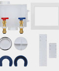 Washing Machine Outlet Box With Center Drain Push To Connect Inlet One Half Inch And Outlet Three Quarter Inch NH Brass Ball Valves