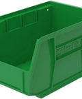 Space Saving Stackable Storage Bins 12 Pack For Garage Pantry And Craft Storage Solutions Durable Plastic Bins That Hold Up To 20 Pounds 9 By 6 By 5 Inches Green, single green bin on white background