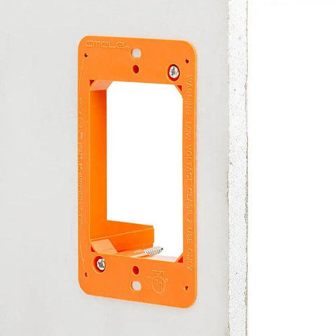 Low Voltage Single Gang Drywall Mounting Bracket For Old Work Backless Wall Plate Fully Adjustable installed in wall