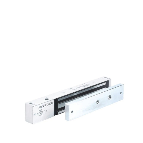 Heavy Duty 600 Lb Electromagnetic Door Lock With Bond Sensor And LED, Anodized Aluminum Housing, 12/24 VDC Selectable, Side Angle